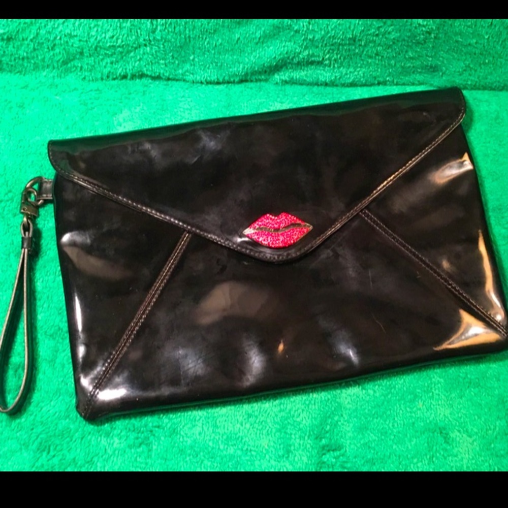 Envelope clutch purse SWAK Lips Red Rhinestone Kirna Zabete wristlet